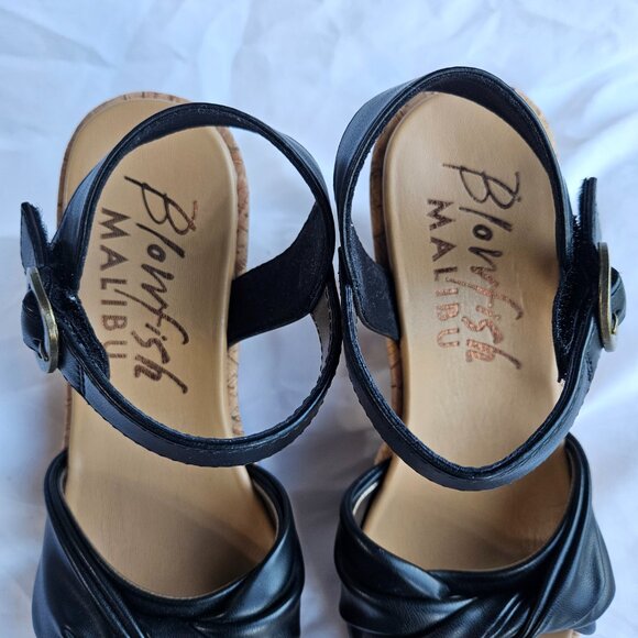 BLOWFISH MALIBU Brasha Bow Wedge Sandal Vegan Black Shoes Size 8 NEW - Picture 4 of 9